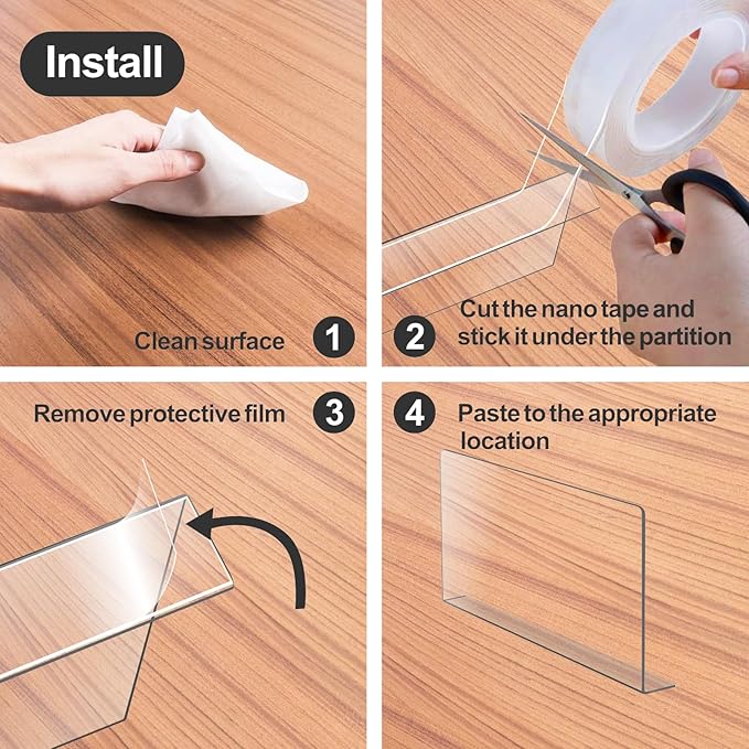 10 Pack Clear Acrylic Shelf dividers, Vertical Purse Organizer for Closet Perfect for Sweater, Shirts, Handbags in Bedroom and Kitchen, Adjustable Acrylic Bookshelf