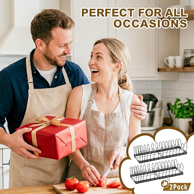 2PACK Expandable (12"-24") Pots and Pans Organizer Under Cabinet with 32 Adjustable Dividers for Kitchen, Pot Lid Organizers Inside Cabinet, Pan Lid Holder, Rust-Resistant Lid Storage, Easy to Clean