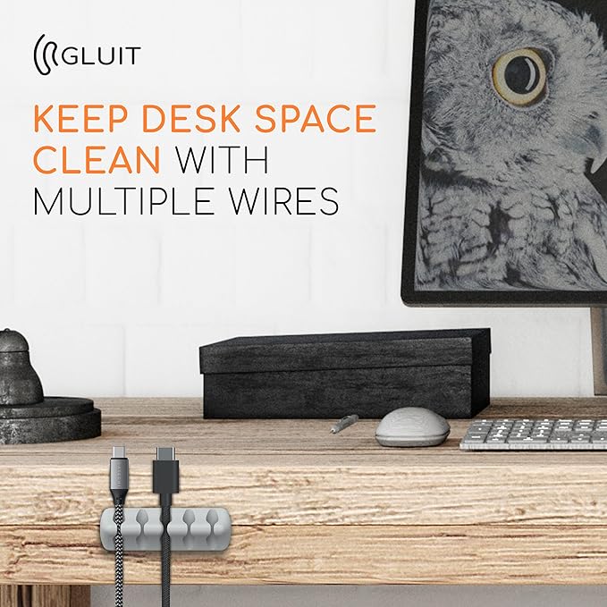 GLUIT Cord Organizer for Desk Cable Holder for Nightstand Charger Organizer Adhesive Desktop Versatile Wire Multislot Clips and Table Management Accessories Office Spaces New Grey 5 Pack, 15 Slots