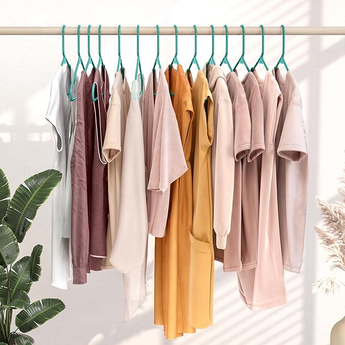 Plastic Hangers 50 Pack Aqua - Clothes Hangers - Makes The Perfect Coat Hanger and General Space Saving Hangers for Closet and New Apartment Essentials - Percheros Ganchos para Colgar Ropa Hangars