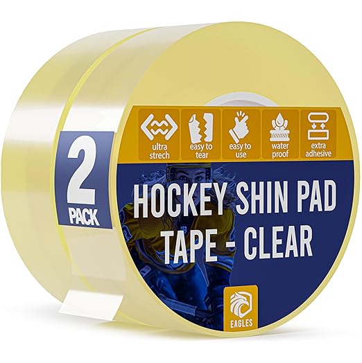 EAGLES Hockey Tape Multipurpose Cloth Tape Roll for Lacrosse Baseball & Softball Bats, Rackets, Pullup Bars, Gardening Tools, Sports Gift Perfect for Wrist, Ankle, Foot, Knee and Hand Taping (Clear)