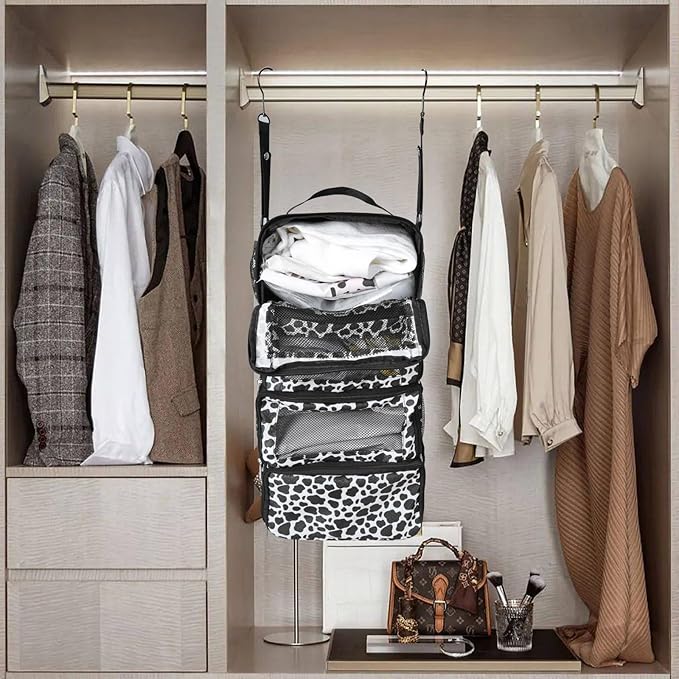 Olosar Suitcase Organizer, Travel Luggage Organizer Portable Hanging Travel Shelves Collapsible Hanging Packing Cubes for Carry on Suitcase