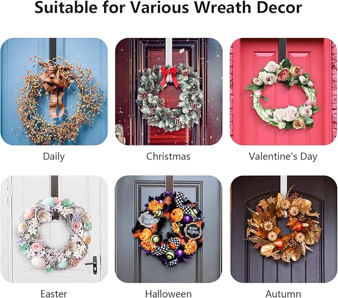 Wreath Hanger, Adjustable Over The Door Wreath Hanger Wreath Holder Wreath Hook for Door Christmas (Bronze,20 lbs)