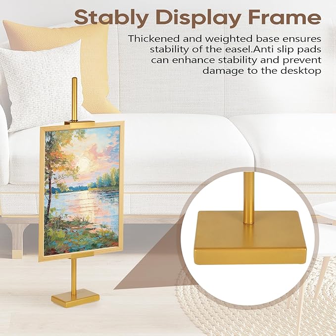 1pcs Adjustable Tabletop Easel Stand for Picture Frames, Picture Easels for Display, Gold Easel, Picture Frame Stand, Adjustable Art Easel.(18inch,Gold)