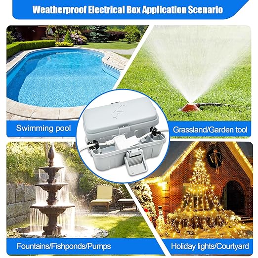 Hrensaw Small Weatherproof Electrical Connection Box(Inner 5.5 x 3 x 2.2inch),Outdoor Electrical Box,Waterproof Extension Cord Covers for Plug, Extension Cables, Holiday Lights,Grey