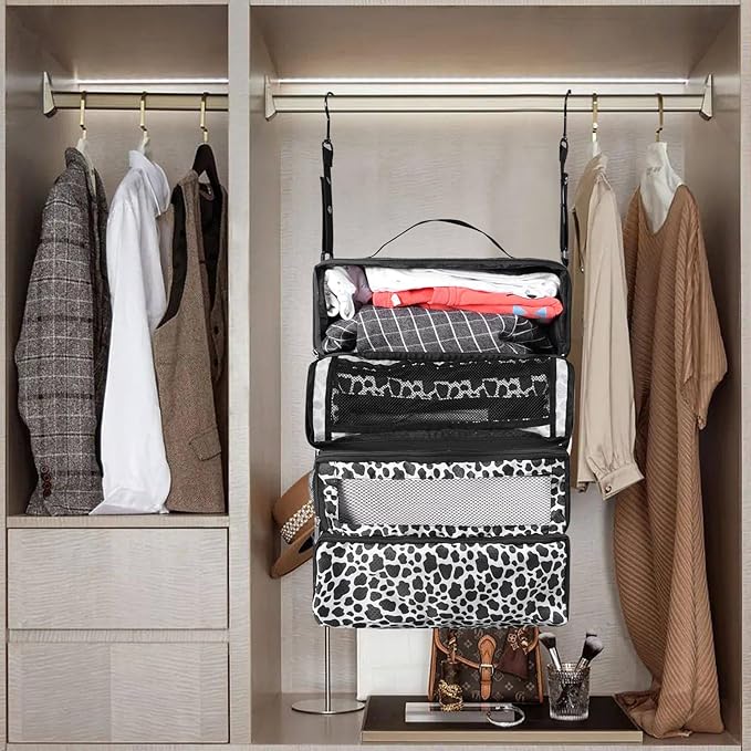 Olosar Suitcase Organizer, Travel Luggage Organizer Portable Hanging Travel Shelves Collapsible Hanging Packing Cubes for Carry on Suitcase