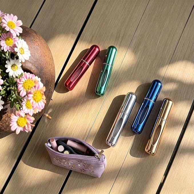 8 Pack Perfume Travel Refillable Bottle, Perfume Atomizer Bottle, Refill Pump Case Spray Bottles for Men and Women (5ml, 8Pack)