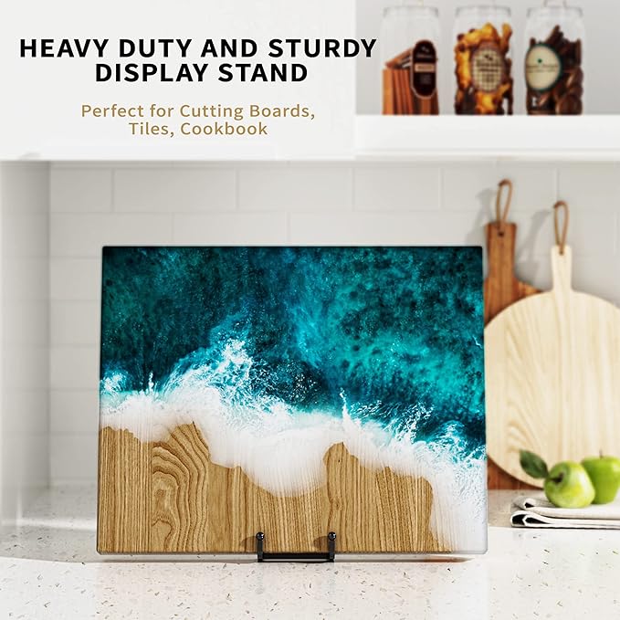 IPAME 8 Inch Large Plate Stands for Display - Metal Square Wire Plate Holder Display Stand + Picture Stand for Book, Platter, Plaque, Photo Easel (2 Pack)