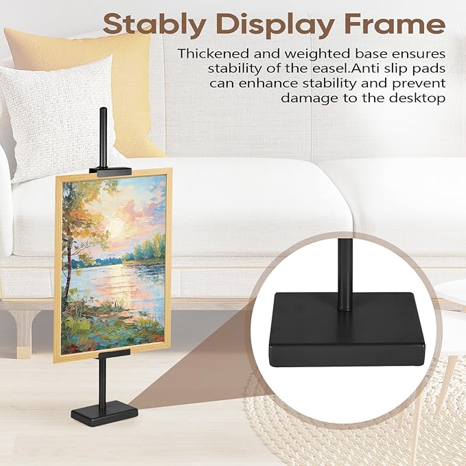 1pcs Adjustable Tabletop Easel Stand for Picture Frames, Picture Easels for Display, Gold Easel, Picture Frame Stand, Adjustable Art Easel.(18inch,Black)