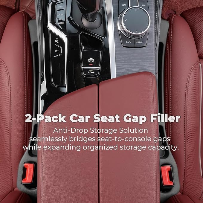 EnzeroTools Car Seat Gap Filler, 2-Pack No-Drop Seat Side Gap Seam Filler Organizer with Phone Holder, Universal Fit Fill The Gap Between Seat & Console, Perfect for Car, SUV, Truck