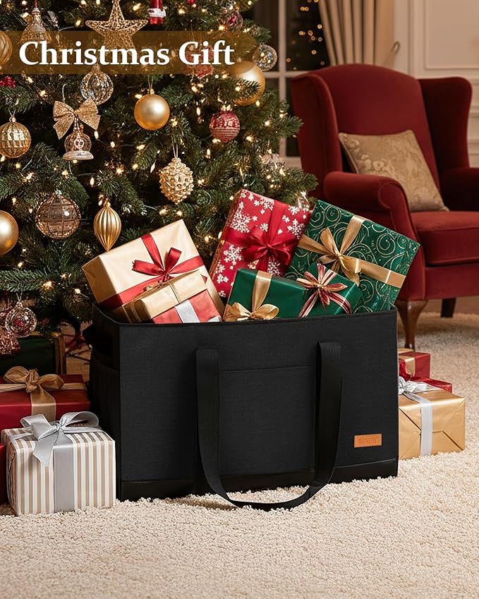 WONDAY Extra Large Utility Tote Bag - Standing Reusable Grocery Bag with Handle, Collapsible Storage for Shopping, Beach