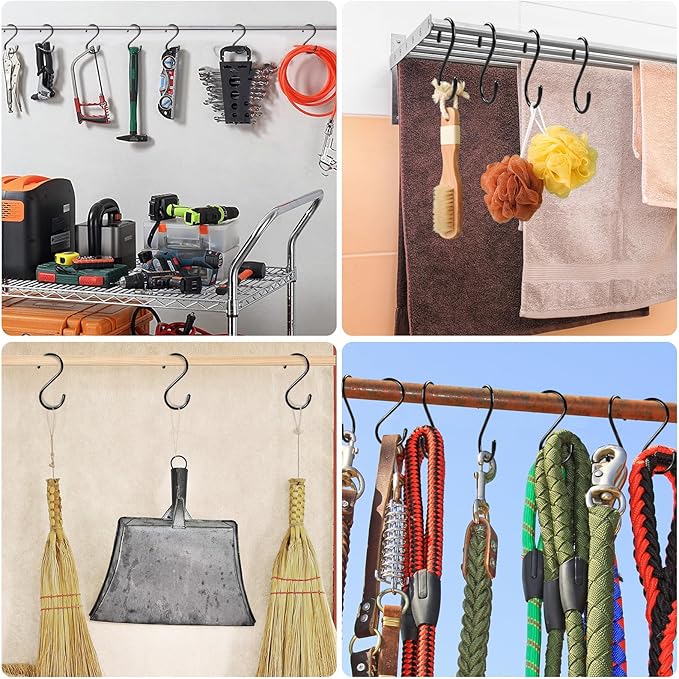 6 Pack Heavy Duty S Hooks for Hanging, Non Slip Vinyl Coated S Hook for Hanging Closet,Jeans, Pots, Mugs, Pans, Bird Feeders Kitchen and Large S Hook for Hanging Plants- 5 inch Length