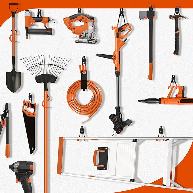 18 Pack Garage Hooks Heavy Duty - Anti-Slip Coating, Garage Storage Hooks for Hanging Bike,Ladder,Garden Tools,Hose