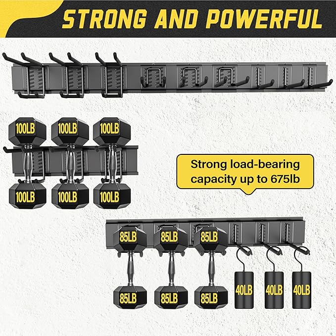 klasit Garage Wall Organizer,15Pack Carries 675 lbs,Garden Tool Organizer 48in With Large Storage Space,Easy Assembly, Sturdy Design,for Efficient Tool Storage Garage Organization | Carries 675 lbs