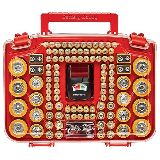 Ontel Battery Daddy Smart - Battery Organizer Storage Case with Tester, Stores & Protects Up to 150 Batteries, Clear Locking Lid, As Seen On TV, Smart - 150 Batteries (BADAS-MC4)