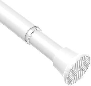 White Spring Tension Curtain Rods 30 to 63 Inch Adjustable Expandable Spring Loaded Curtain Rods No Drilling Suitable for Small Short Tension Rods 33-59 Inch Doors, Windows, Closet