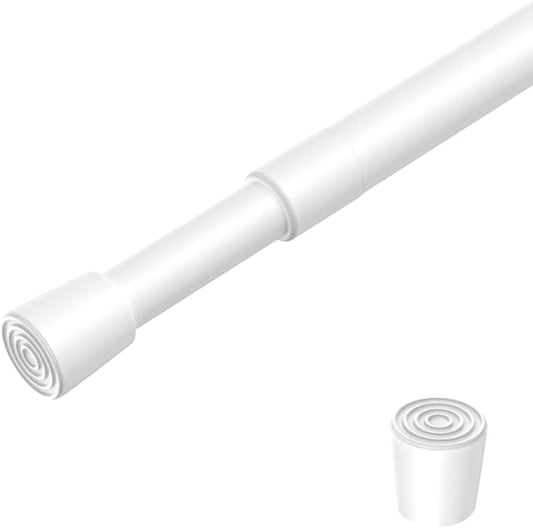 1 Pack Spring Loaded Tension Rod 48-59" Adjustable Curtain Rods No Drill Extendable Spring Rod Tension Curtain Rods For Window Kitchen Shelves Rv Refrigerator And Small Spaces,White