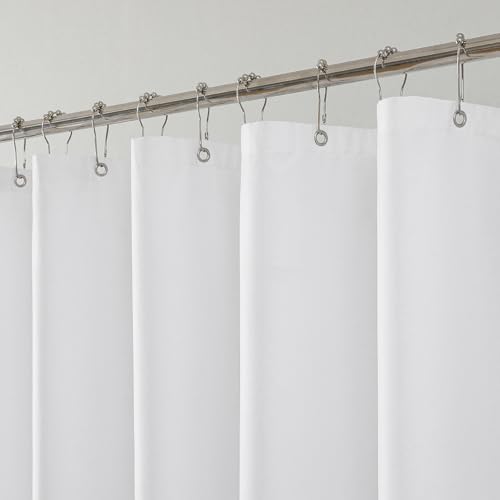 1 Pack Water-Repellent Fabric Shower Curtain Liner - Hotel Quality Machine Washable, 3 Heavy-Duty Magnets with Rustproof Grommets & Weighted Hem, Standard Size 54x78in White