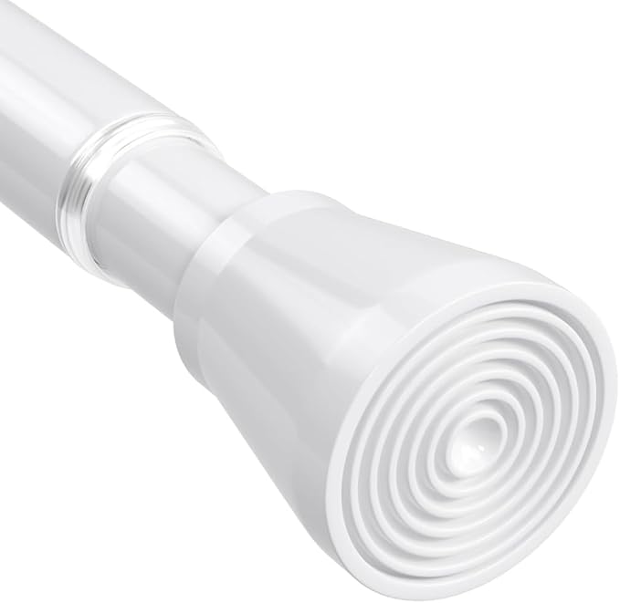 White Shower Curtain Rod 45 to 77 Inch,Shower Rods for Bathroom,Spring Tension Curtain Rod No Drilling for Windows Doors Closet Kitchen Wardrobe