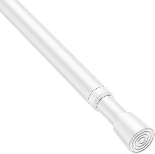 1 Pack Spring Tension Rods 33-59 Inches, 5/8 Inch Diameter White No Drill Spring Loaded Adjustable Extendable, Small Short Tension Curtain Rod for Windows Kitchen Doorway Closet Cupboard