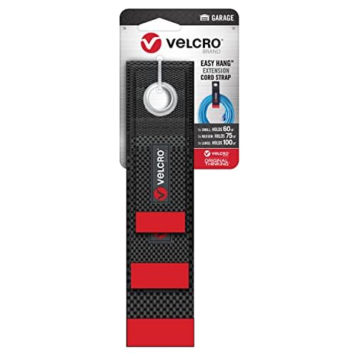 VELCRO Assorted Sizes, Small, Medium, Large Easy Hang Extension Cord Strap Hook and Loop, Bundling with Grommet (3-Pack) VEL-30750-USA