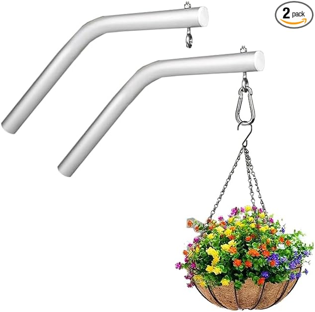 2 Pack Flag Pole Holder Brackets Accessories,Heavy Duty Aluminum Hanging Plant Hook 1 inch Diameter Plant Hooks for Hanging Baskets,Plant Hangers Outdoor(Not Included FlagPole Holder)