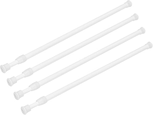 4 Pack Tension Curtain Rod 28-48 Inch, Small Short Adjustable Extendable Spring Loaded Rods for Windows Cabinet Blinds Closet Bedroom Kitchen Bathroom Door No Drilling White