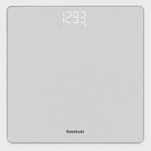 Homebuds Bathroom Scale for Body Weight, Precision 0.1lb by Our Professional Scale Factory Since 2001, Digital Weight Scale LED Display and Step-On, 3*AAA Batteries Included, 400lb/182kg, Silver