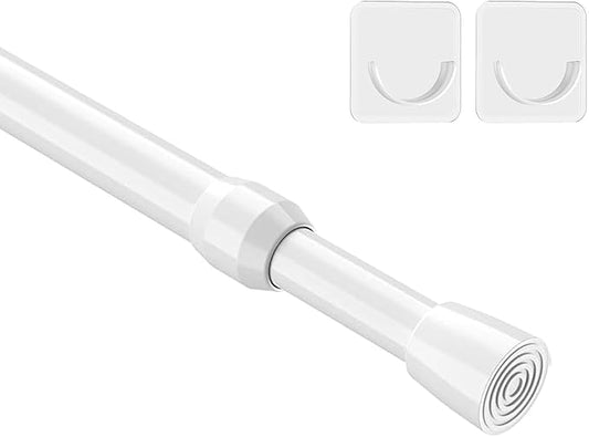 1Pcs Spring Tension Curtain Rod 26-39 inch Spring Tension Rods White Tension Rods Adjustable Spring Rod Extendable Tension Rod For Kitchen, Bathroom, Window, Bookshelf,Closet.
