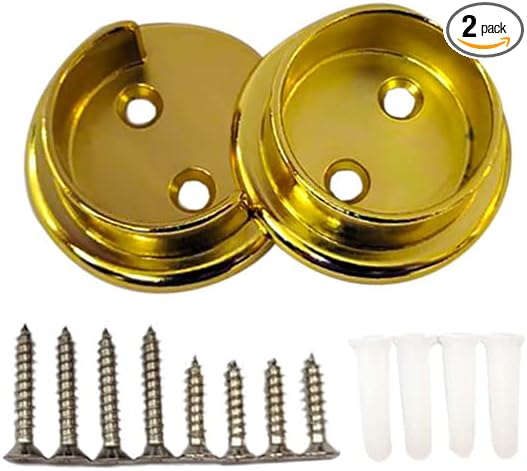 QCAA Heavy Duty Solid Metal Pole Socket Set, 1-3/8'', Polish Brass, 1 Pair, Made In Taiwan