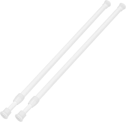 2 Pack Tension Curtain Rod 28-48 Inch, Small Short Adjustable Extendable Spring Loaded Rods for Windows Cabinet Blinds Closet Bedroom Kitchen Bathroom Door No Drilling White