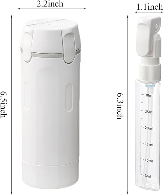 4 in 1 Travel Dispenser, 4 Pack 30ML Travel Bottles with Stickers for Toiletries, Leak Proof Travel Size Containers, Portable for Shampoo Lotion Conditioner Cream White