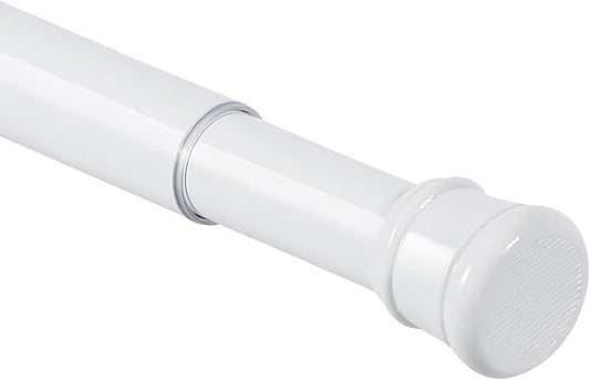 No Sectional Assembly Shower Curtain Rod 42-78 Inch, 1" Diameter Spring Long Adjustable Tension Curtain Rods for Bathroom Windows Closet No Drilling No Rust, White