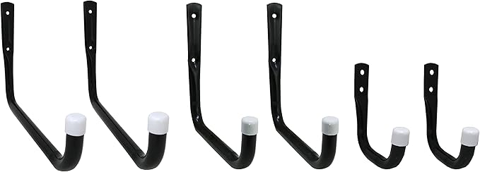 Shepherd Hardware 8088E Heavy Duty Steel Garage Storage/Assorted Utility Hooks, 6 Pack, black
