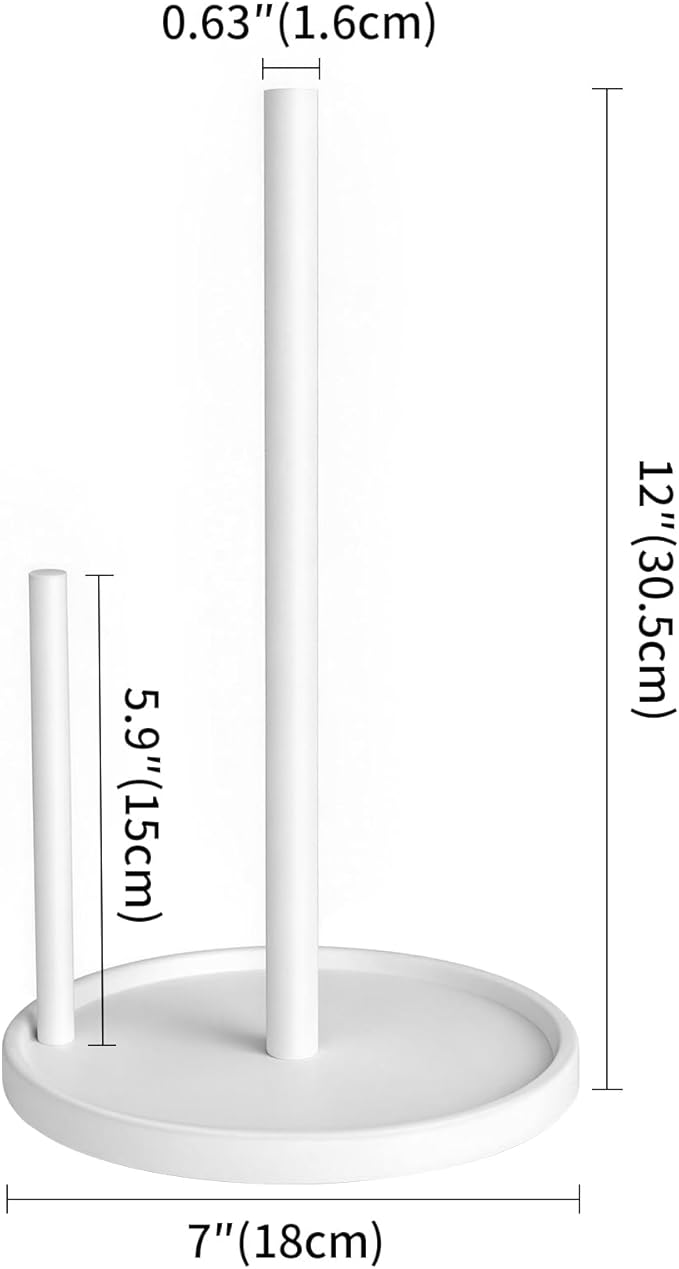 Jesginboo Paper Towel Holder Countertop, White Kitchen Paper Towels Holder, Paper Roll Holder with Weighted Base