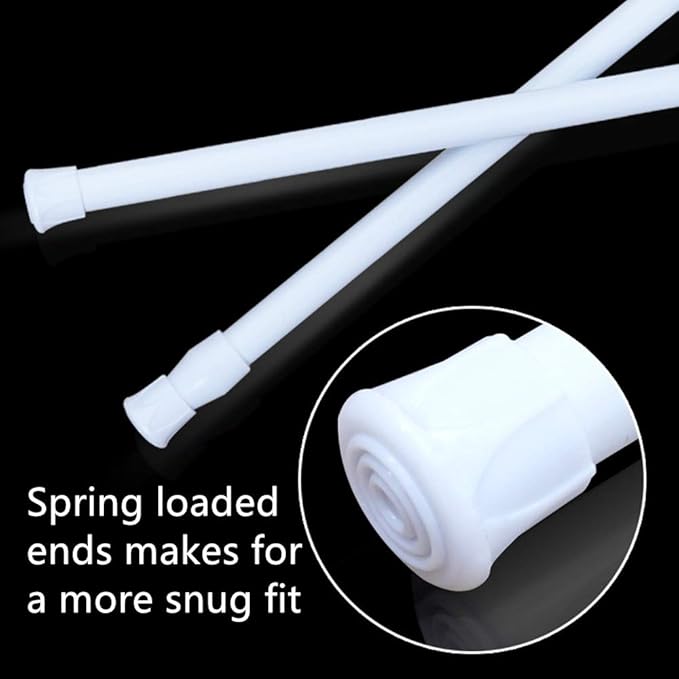 Spring Curtain Tension Rods, 5 Pack Cupboard Bars Tensions Rods 15.7 to 28 Inches Adjustable Extension Rod for Bathroom Window Closet refrigerator bar DIY Projects