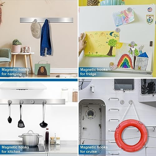 LOVIMAG Magnetic Hooks Heavy Duty 25 Pcs, 50lbs Magnets Hook for Cruise Cabins, Strong Magnets with Hooks for Classroom, Office, Neodymium Refrigerator Magnet for Fridge, Ceiling, Locker