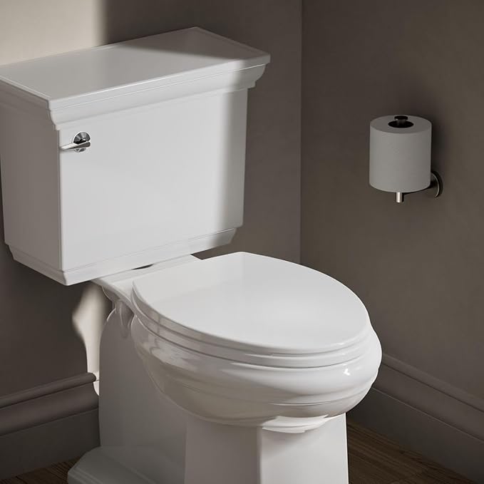 KOHLER 20110-0 Brevia,Slow Close Toilet Seat,Elongated Toilet Seat,Grip-Tight Bumpers Quick-Attach Hardware,White,(Pack of 2)