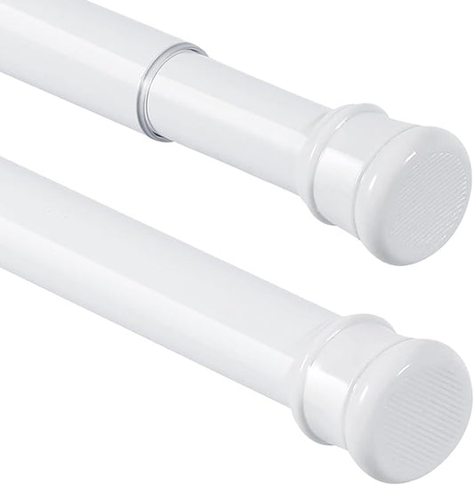 No Sectional Assembly 2 Pack Shower Curtain Rod 42-78 Inch, 1" Diameter Spring Long Adjustable Tension Curtain Rods for Bathroom Windows Closet No Drilling No Rust, White