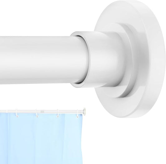 White Shower Curtain Rod 31 to 92 Inch,1 Inch Diameter Adjustable Spring Tension Stainless Steel Telescoping Rod,Easy Install,No Rust