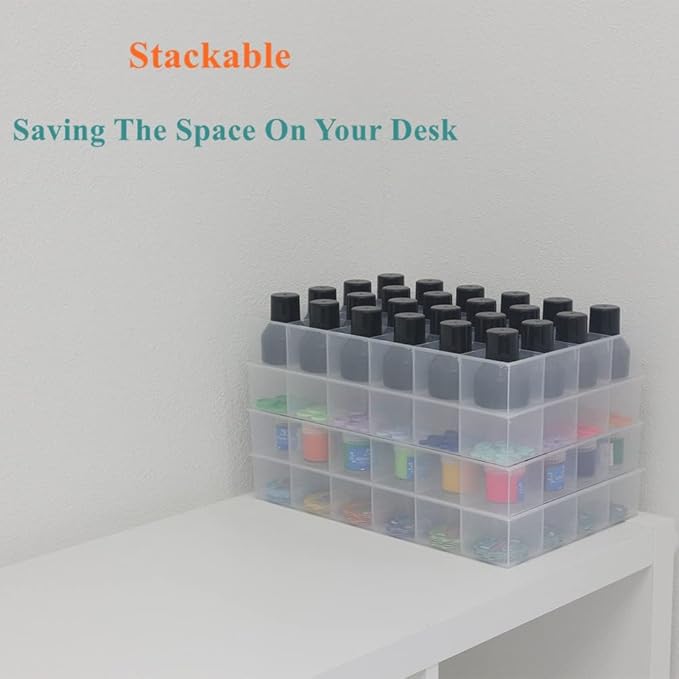 BangQiao 2 Pack Fixed 24 Grids Clear Plastic Organizer Sorting Tray and Transparent Storage Divider Box Container Case for Hardware, Craft, Sewing Kit,Office Supplies, Small Parts