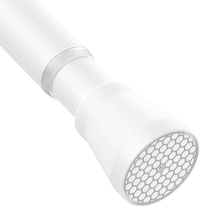 AIZESI White Tension Curtain Rod 43 to 73 Inch Shower Curtain Rod No Drilling, Never Rust, Adjustable Curtain Rod, Spring Tension Rods for Window, Bathroom, Kitchen, Doorway