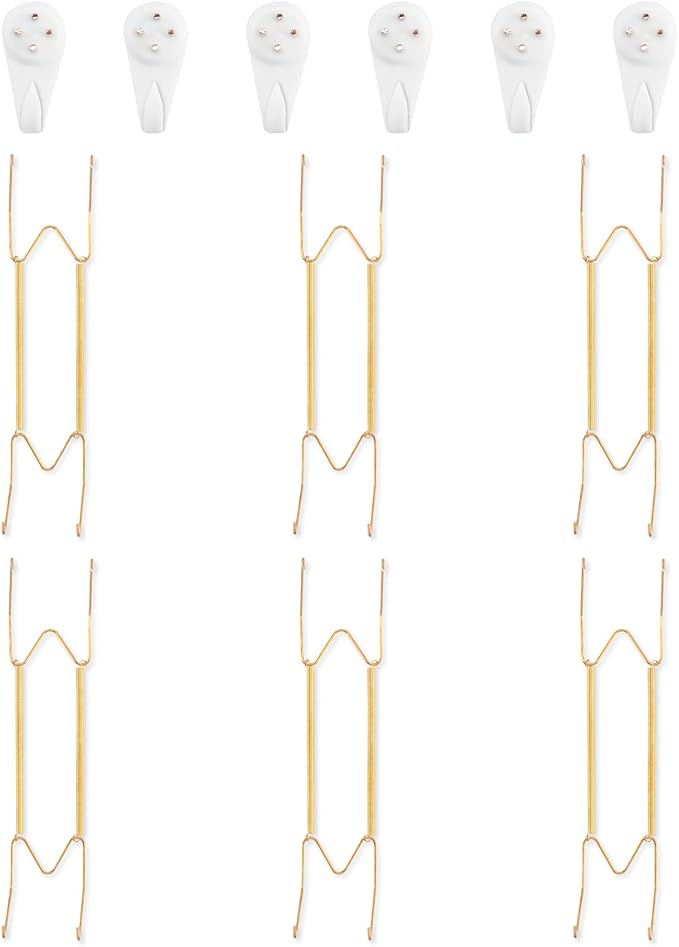 Bilillo 6 Pack Plate Hangers for The Wall, Suitable for 12-16 inch Art Plate, Stainless Steel Invisible Heavy Duty Wire Plate Holder with Wall Hooks, Plate Hangers for Displaying Plates