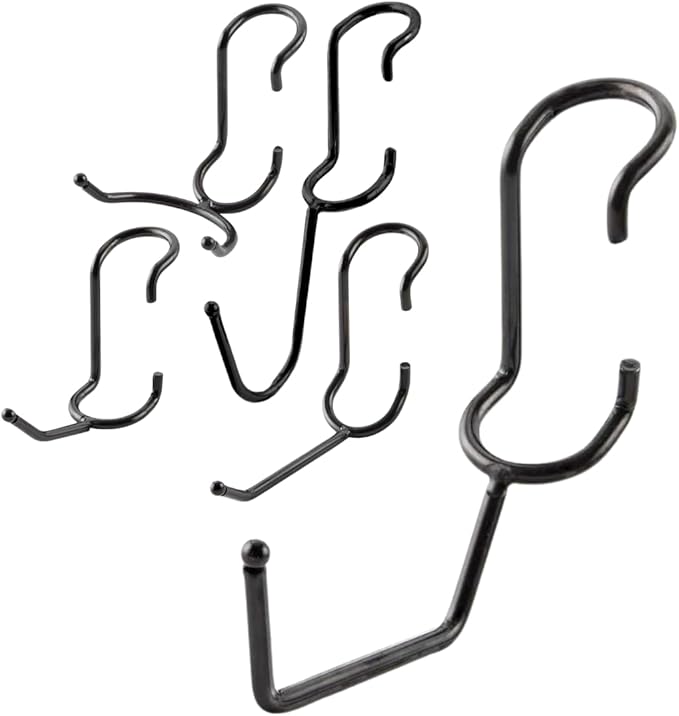 Shelf Pole Hooks | 5-Pack Black 1" J Hooks | Snap-On Hanging Hooks for Wire, Metal & Metro Shelving | Heavy Duty Garage, Workshop, Basement & Pantry Storage Hooks