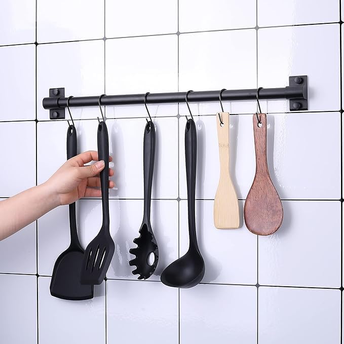 10-Pack Black S Hooks for Hanging 2.4 Inch – Small S Hooks Carbon Steel Hangers for Jeans, Kitchen Pots & Plant Hanging – Lightweight 0.88 Inch Opening Holder for Wire Shelving, Towel & Purse