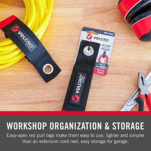 VELCRO 18 in. x 2 in. Easy Hang Extension Cord Strap, Bundling Strap with Grommet Hook and Loop (2-Pack) VEL-30749-USA