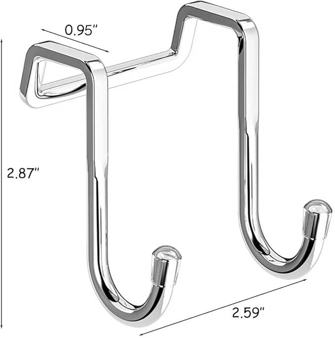 Over The Door Hooks, Stainless Steel Double Hooks, No Drill Cabinet Hooks for Kitchen Cabinet, Bathroom, Wardrobe, Office, Dormitory (6pcs)