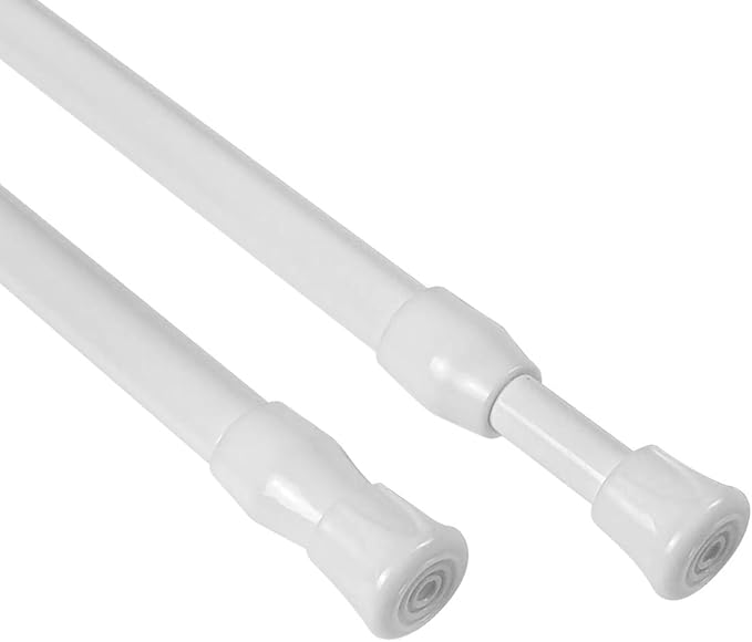 KXLife 2Pcs Spring Tension Curtain Rod, 28 to 40 Inch Adjustable Small Tension Rods No Drill, White Spring Loaded Curtain Tension Rod for Window
