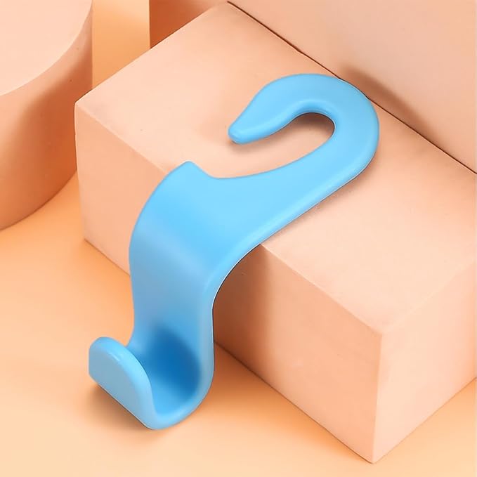 4PCS Car Back Seat Headrest Hooks, Rear Car Seat Storage Headrest Hanger Holder Hooks Organizer, Universal Auto Interior Accessories for Bag Purse Handbag Cloth Coats Grocery (Light Blue)