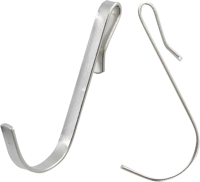 20pcs J-Shaped Stainless Steel Hanger Hooks - Clip-On, Wire Rack, Sink Grid & Shelf Hooks for Kitchen, Bedroom & Office, Silver